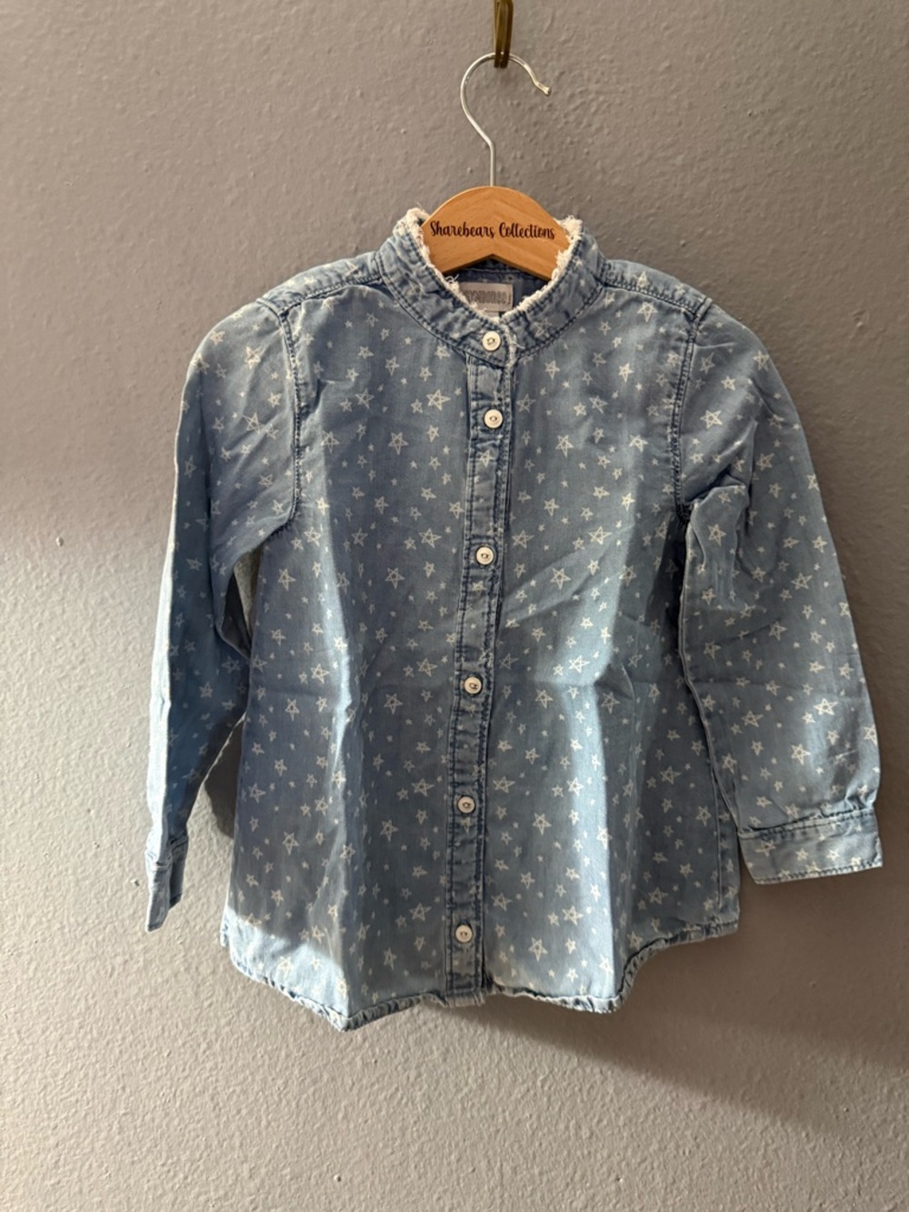 Gymboree Light Blue Star Print Denim Shirt Dress